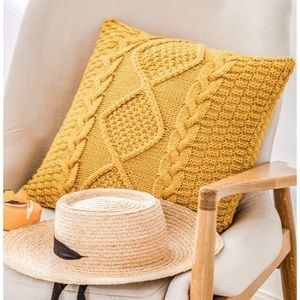 Sunflower Yellow Braided Cozy Knit Farmhouse Boho Pillow Cover for Dorm/Bed/Sofa